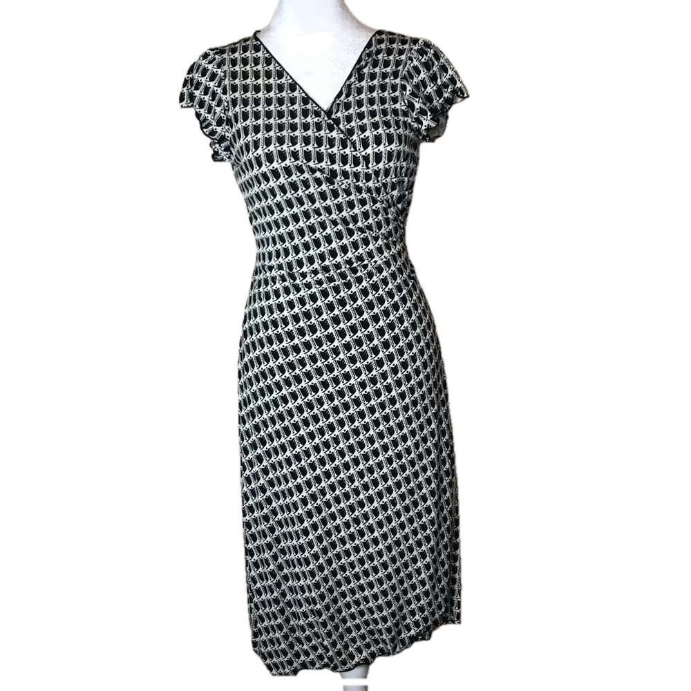 Max Studio Short Sleeve black and white Wrap midi Dress size S